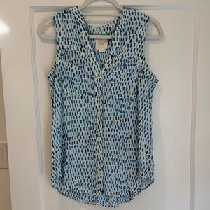 Maeve Blue and White Sleeveless Blouse